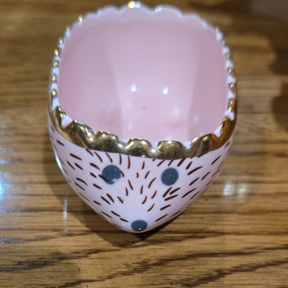 Small Gold and Pink Hedgehog Trinket Dish